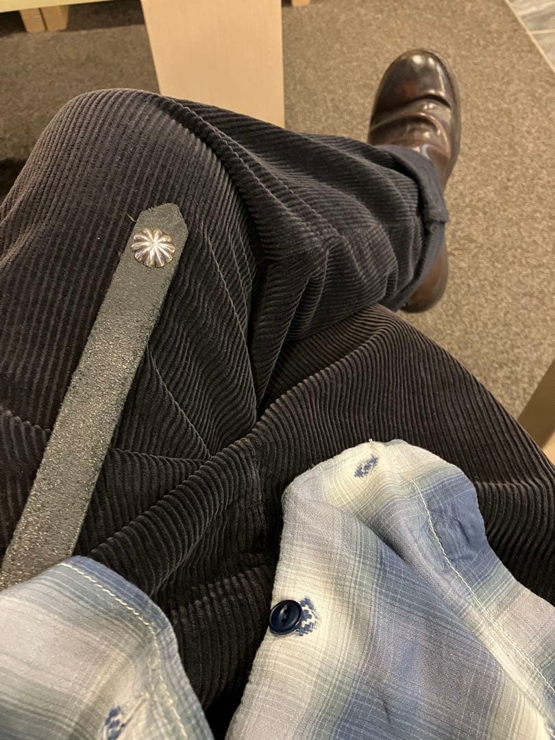 【ハンドメイド】　【オーダーメイド】ナローベルト　シルバーコンチョ　ブラック