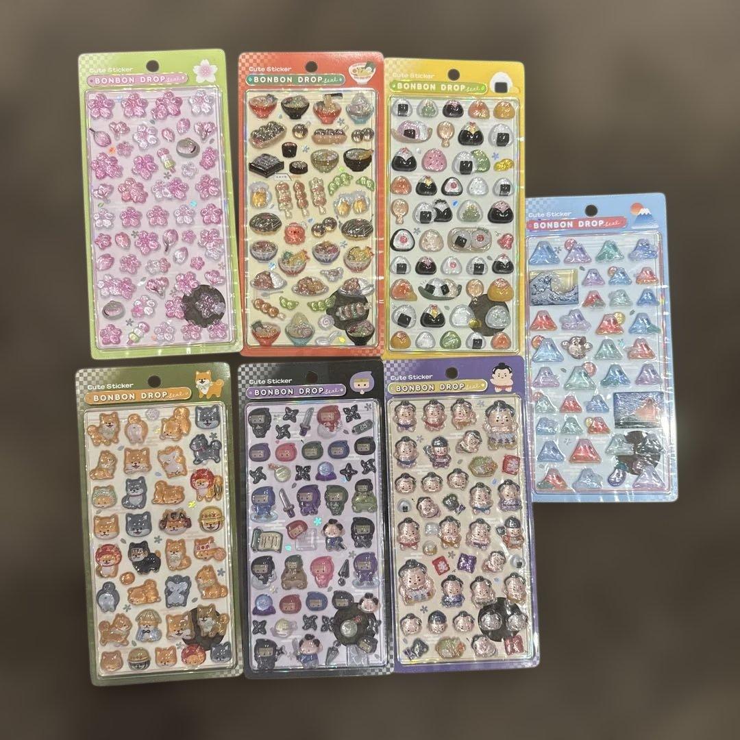 ボンボンドロップシール 和柄 7枚セット