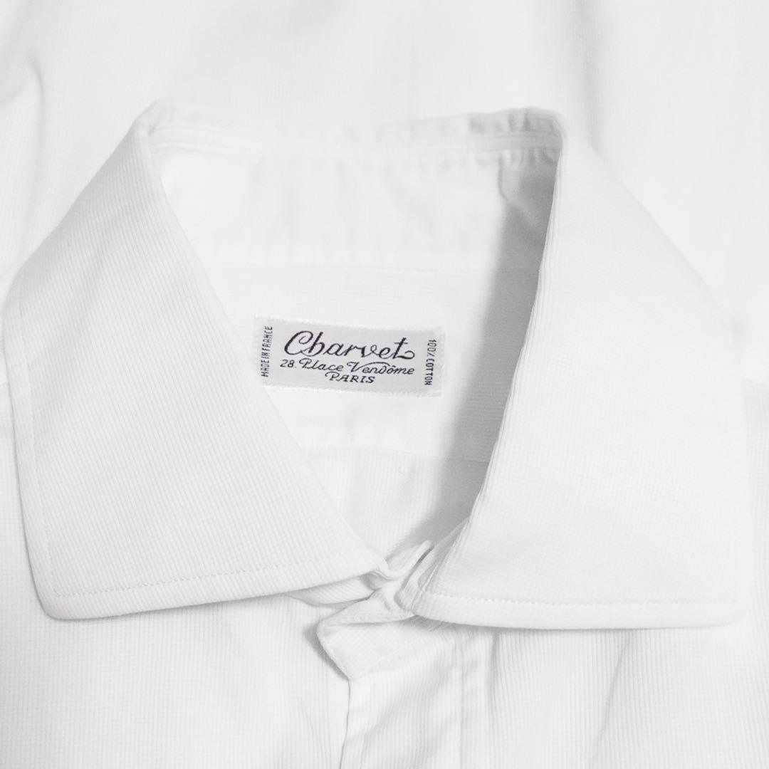 Charvet シャルべ ドレスシャツ ワイシャツ フランス製 長袖 白 CHARVET ドレスシャツ カッターシャツ ワイシャツ タキシードシャツ
