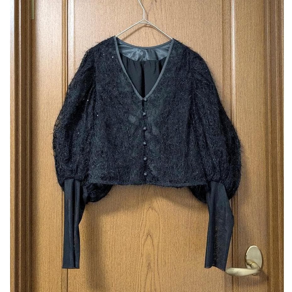 トップス Ameri BRUSHED LACE VOLUME SLEEVE BLOUSE