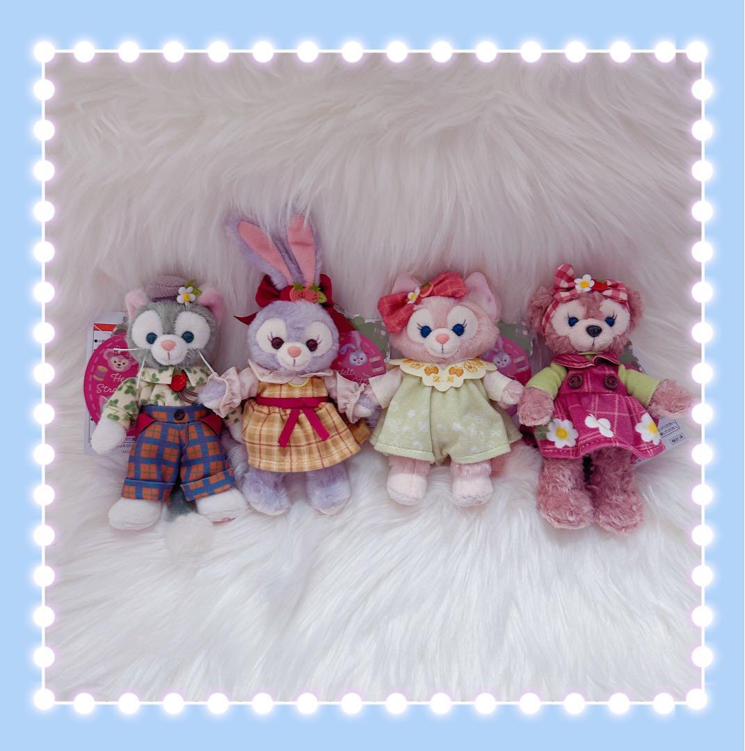 ディズニーシー　ハートフェルトストロベリーギフト ぬいぐるみバッジ 4体セット ダッフィー＆フレンズといつでも一緒！ いちごを飾った「ぬいぐるみ