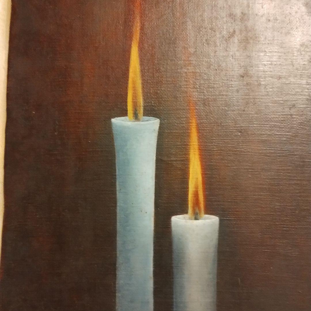 油彩画】蝋燭の灯火 No.9｜SMキャンバス／幻想的な光と影のアート