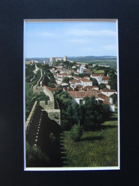 中司満夫、【オビドスの眺望】、希少な画集画、新品高級額・額装付