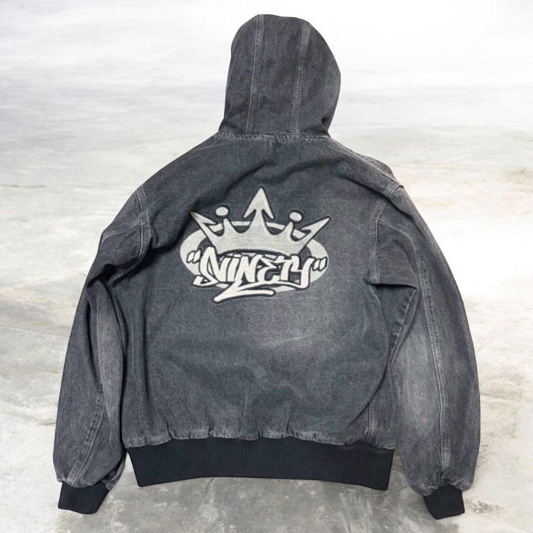s*.様 King Logo デニムフーディー パーカー ヴィンテージ風 オーバ