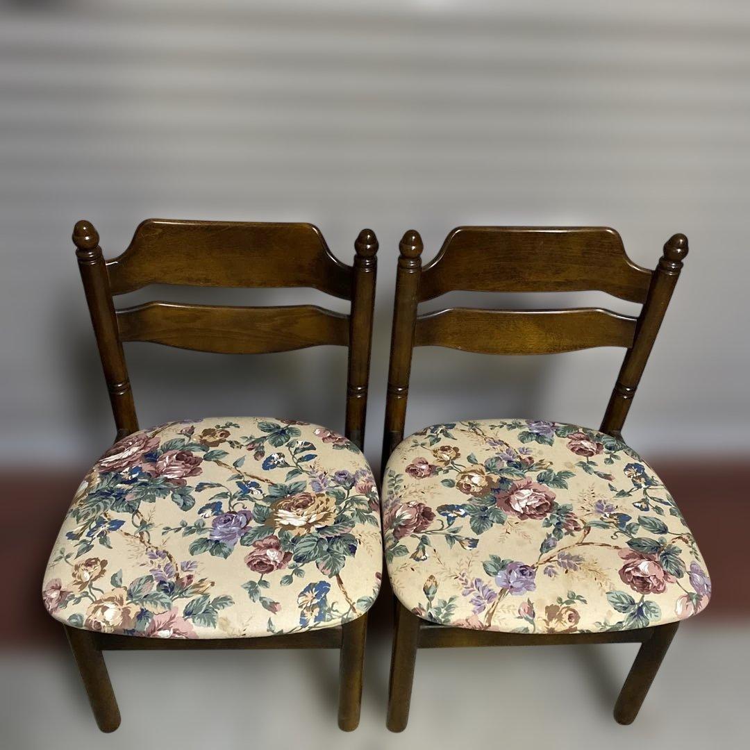 p*a様 カリモク ダイニングチェア 花柄 椅子 セット カリモク家具（KARIMOKU FURNITURE） カリモク ダイニングセット4点 肘