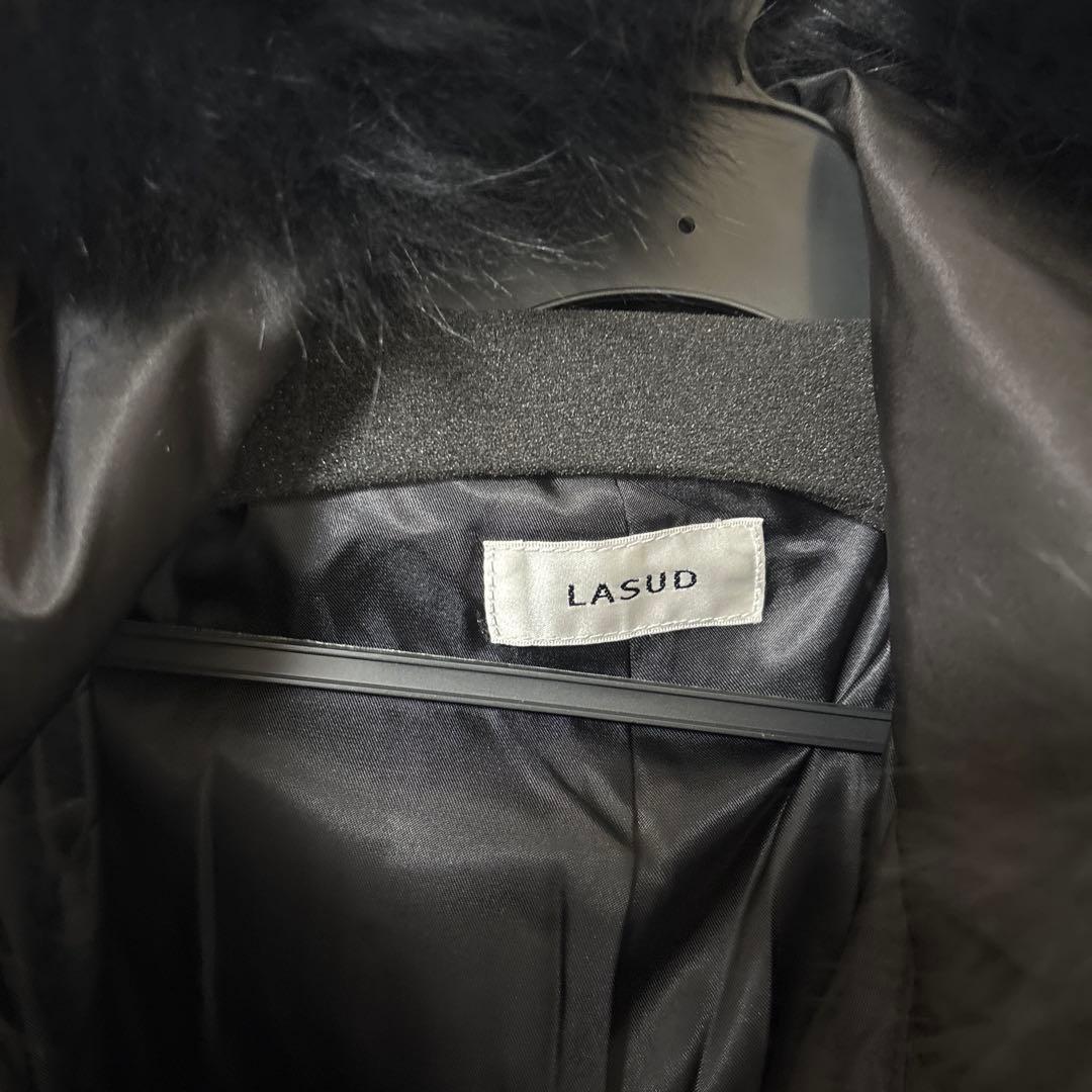 LASUD ファーボアコート ブラック 未使用品 サイズ9号 定価34000円