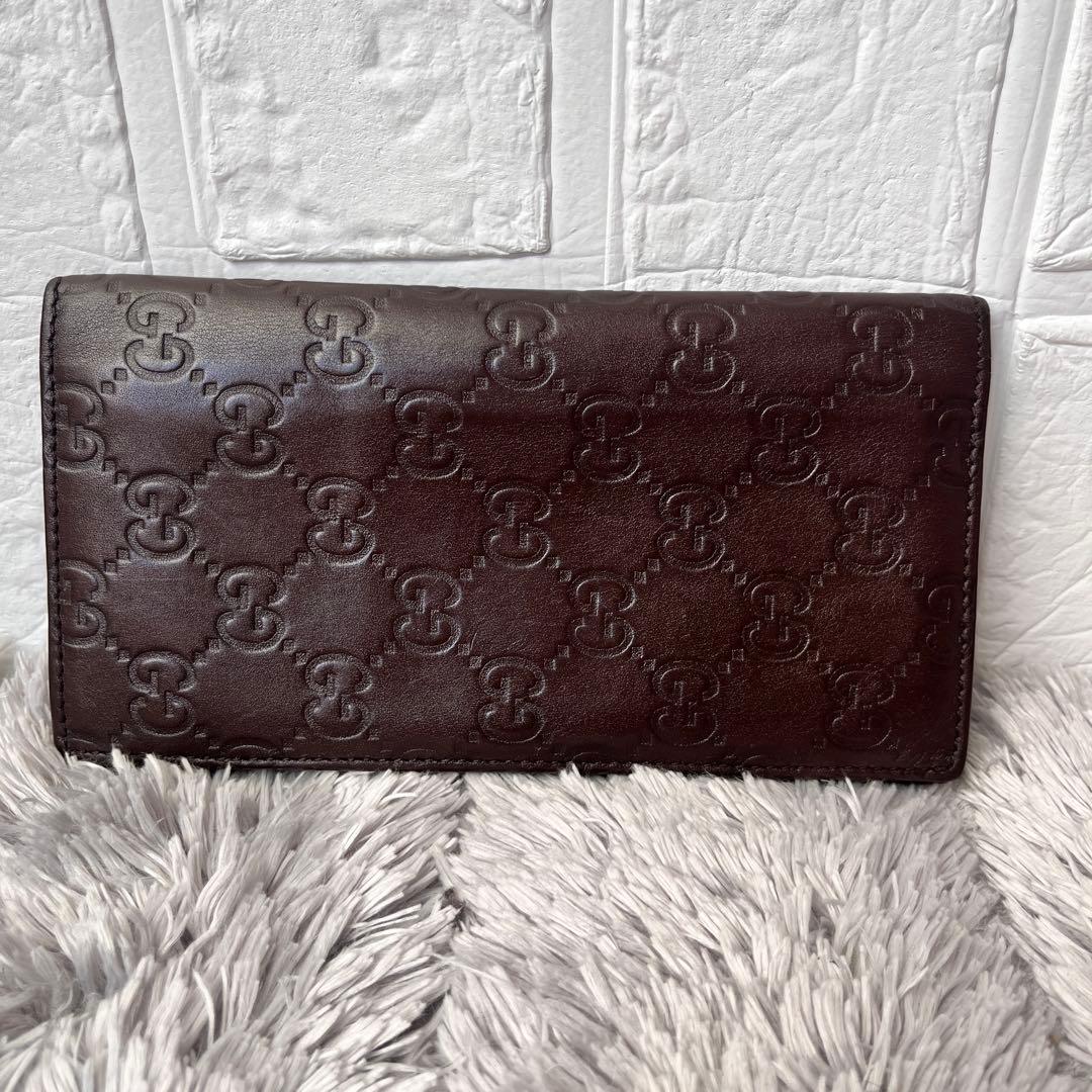 GUCCI✨シマ　お札入れ　カードケース　ダークブラウン　メンズ