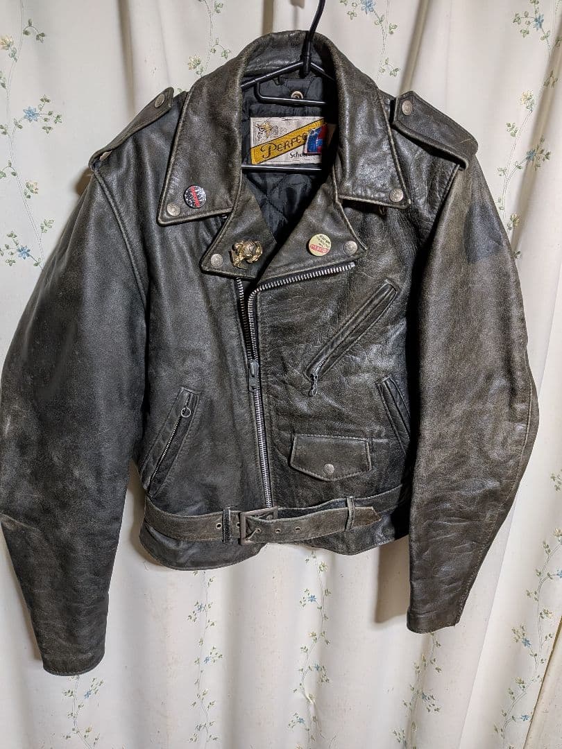 80s'90s　Schottショット　ダブルライダースジャケット36　USA