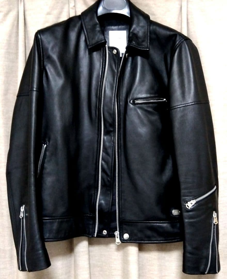 THE CRIMIE ブラックレザーシングルライダースジャケット M　美品 CRIMIE（クライミー） 革ジャン ライダース SPANISH LAMB LEATHER