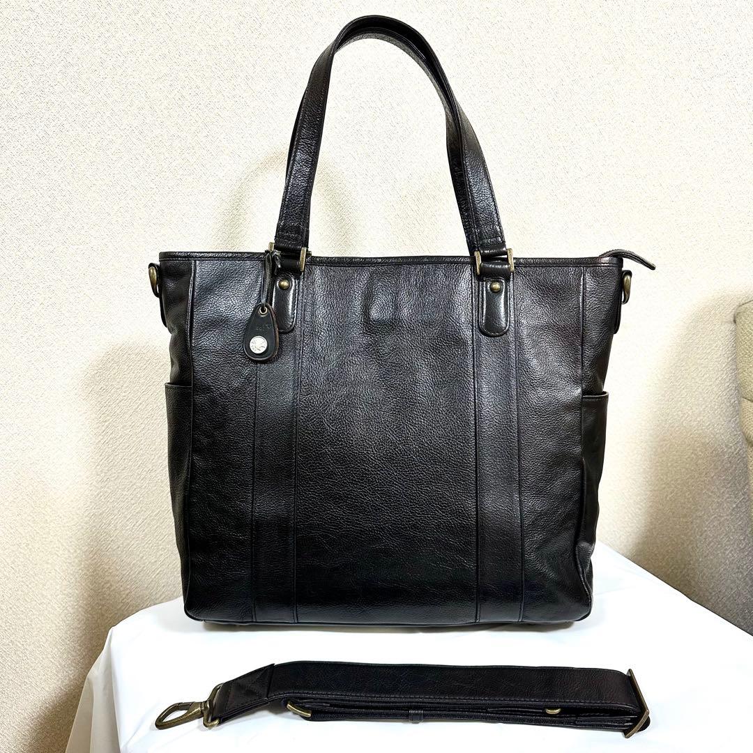 【美品】sot トートバッグ ZEBU レザー 2way ブラック A4収納可
