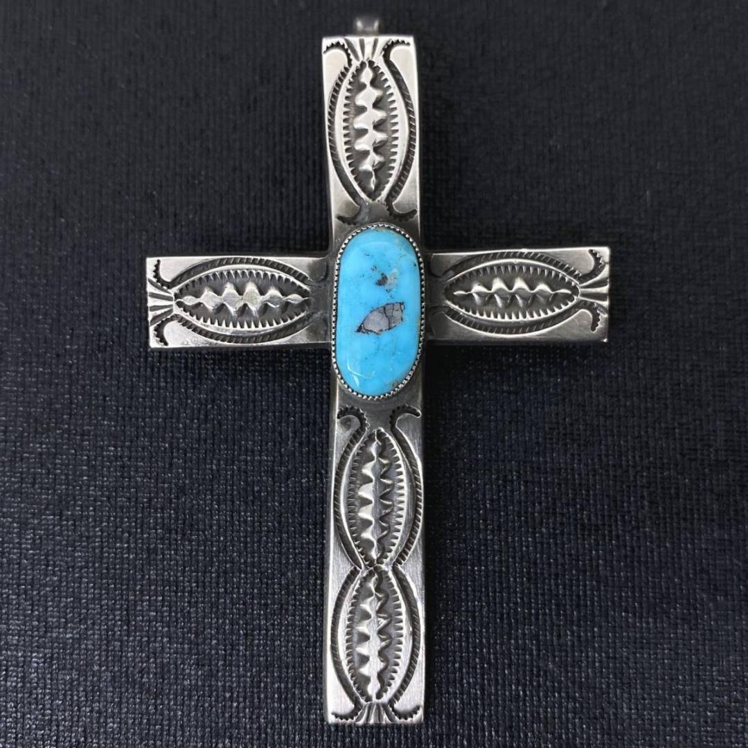 NAVAJO C.MTZ シルバー ターコイズ クロス ペンダント sd20_1.jpg
