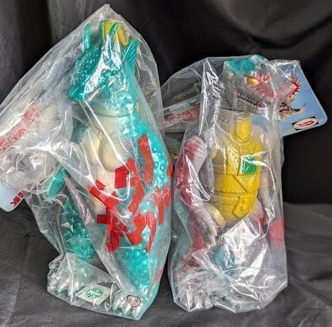 メカゴジラ２＆チタノザウルス（ブルマァク復刻×Ｍ１号）ソフビフィギュア２体セット メカゴジラ2 M1号 電子頭脳 替え頭付 スタンダードサイズ ブルマァク
