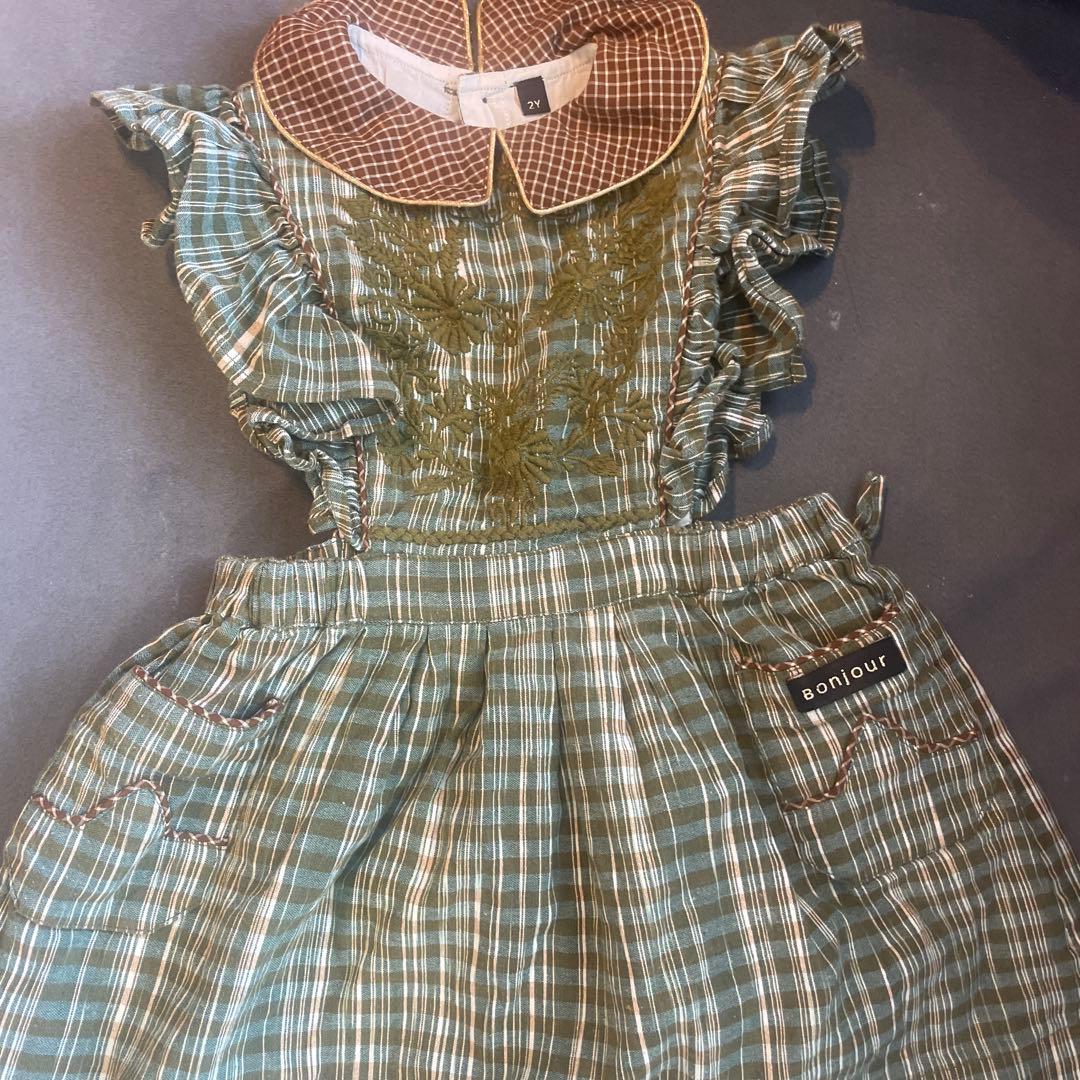 bonjour diary フリル付きジャンバースカート DearMyLove ジャンパースカート フリルたっぷりはしごレースリボンミニ