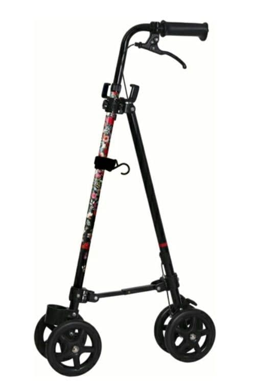 未使用・ハンドレールステッキ 歩行器 4輪　傘立てあり　カバン掛けフック付き