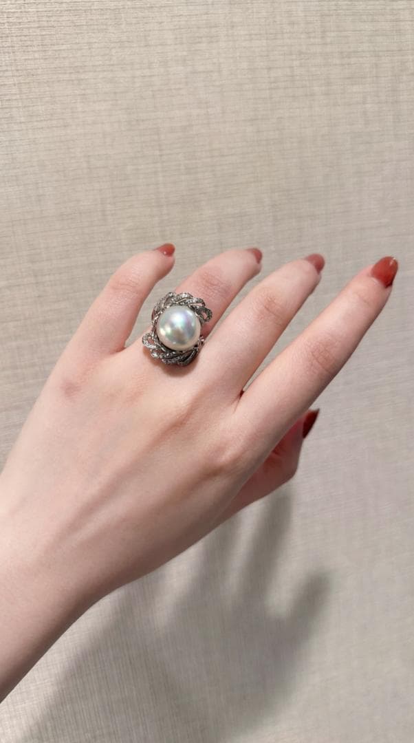 ✨超大玉15-16mm 南洋白蝶真珠 バロックパール 羽根デザイン 豪華リング✨