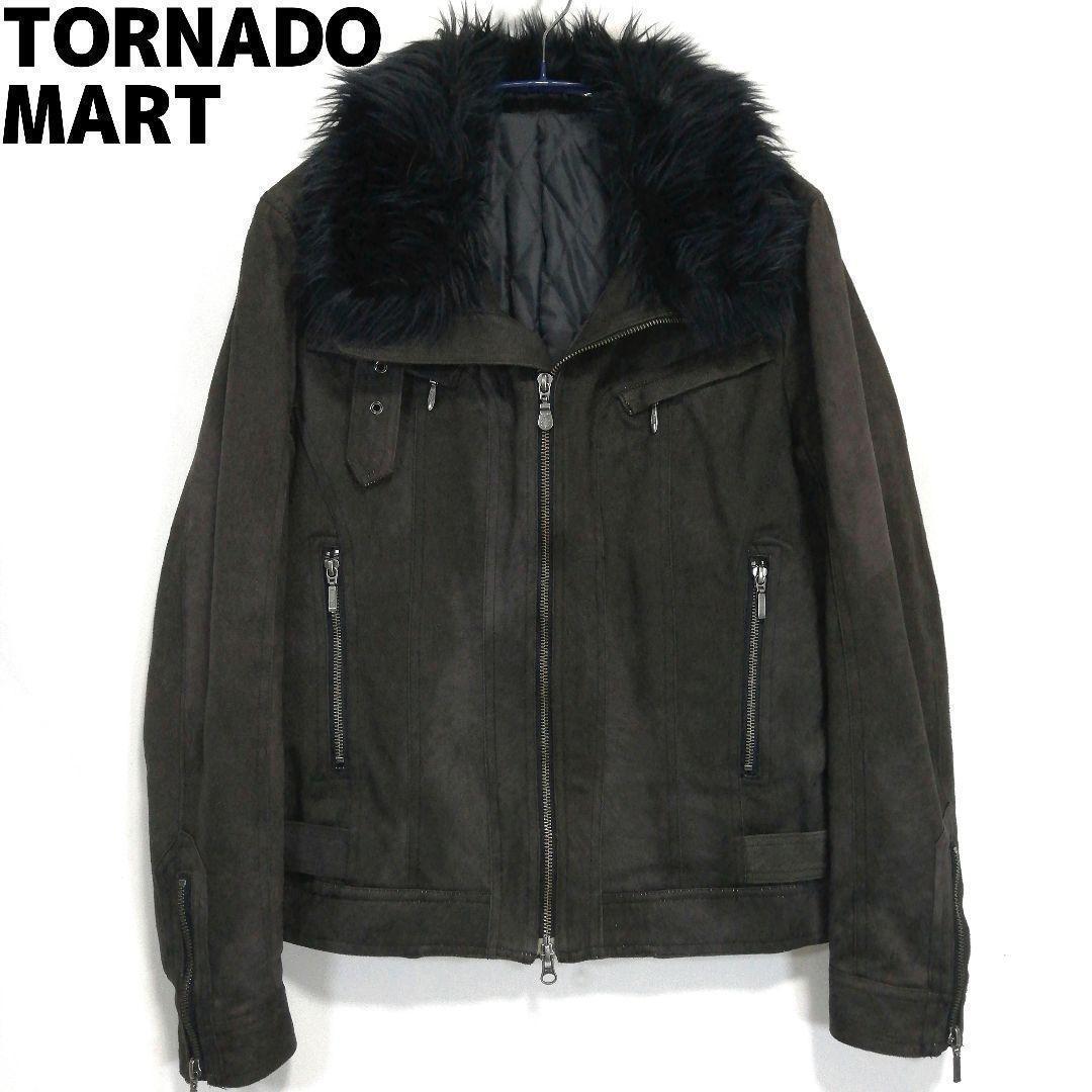 TORNADOMART スエード調 ライダースジャケット 短丈 ファー ブルゾン