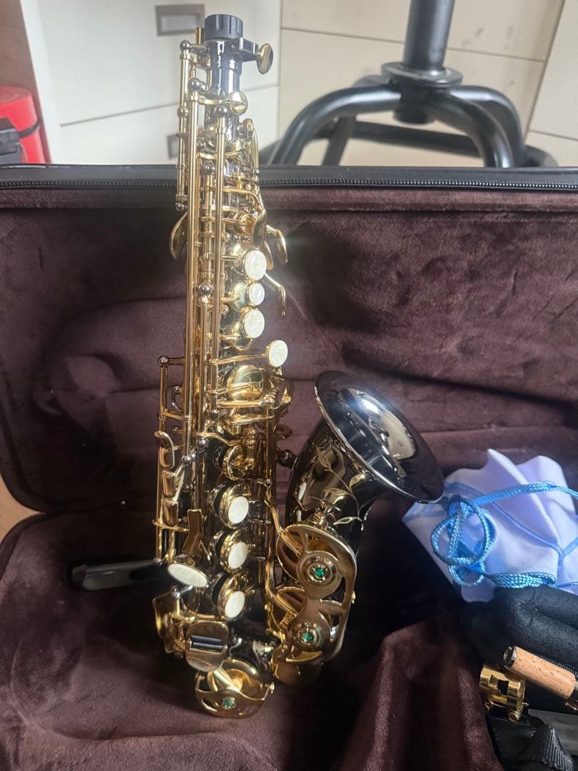 ゴールド ソプラノサックス 宝石装飾付き Amazon | 楽器のカーブドソプラノサックス BB ソプラノサックス ケース