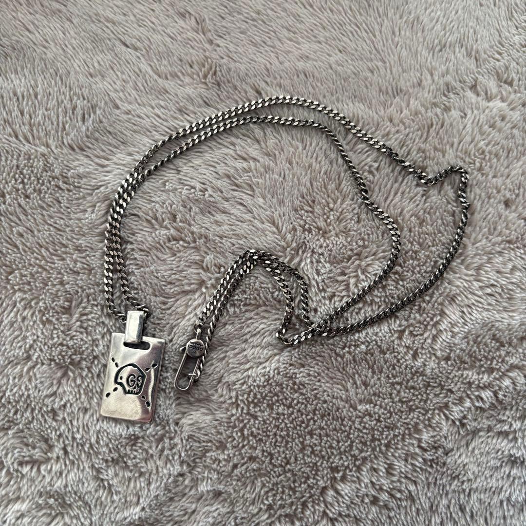 GUCCI グッチ ネックレス トップ シルバー ゴースト スカル 美品】グッチ GUCCI ゴースト スカル ネックレス スクエア シルバー