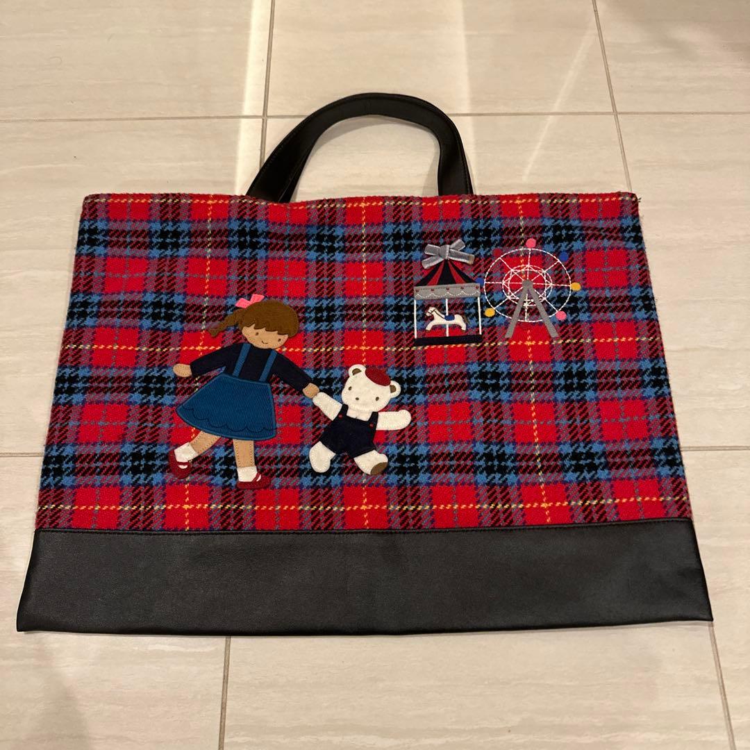 チェック柄 トートバッグ 子供デザイン