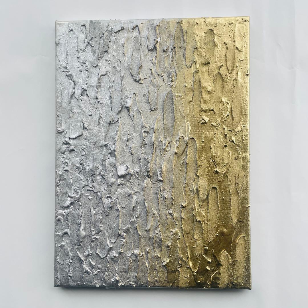 TAKU様用｜2枚｜ゴールド×シルバーテクスチャーアート｜ゴールド円形｜抽象画