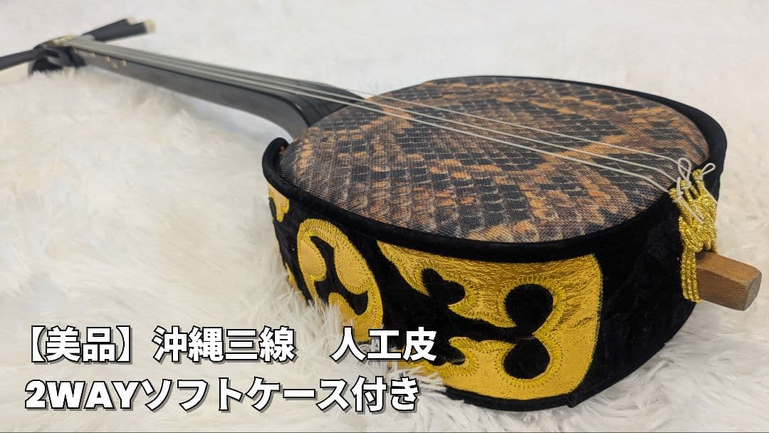 【美品】沖縄三線　人工皮　2WAYソフトケース付き　初心者