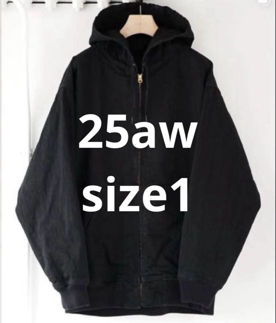 25aw comoli ブラックデニムジップアップ