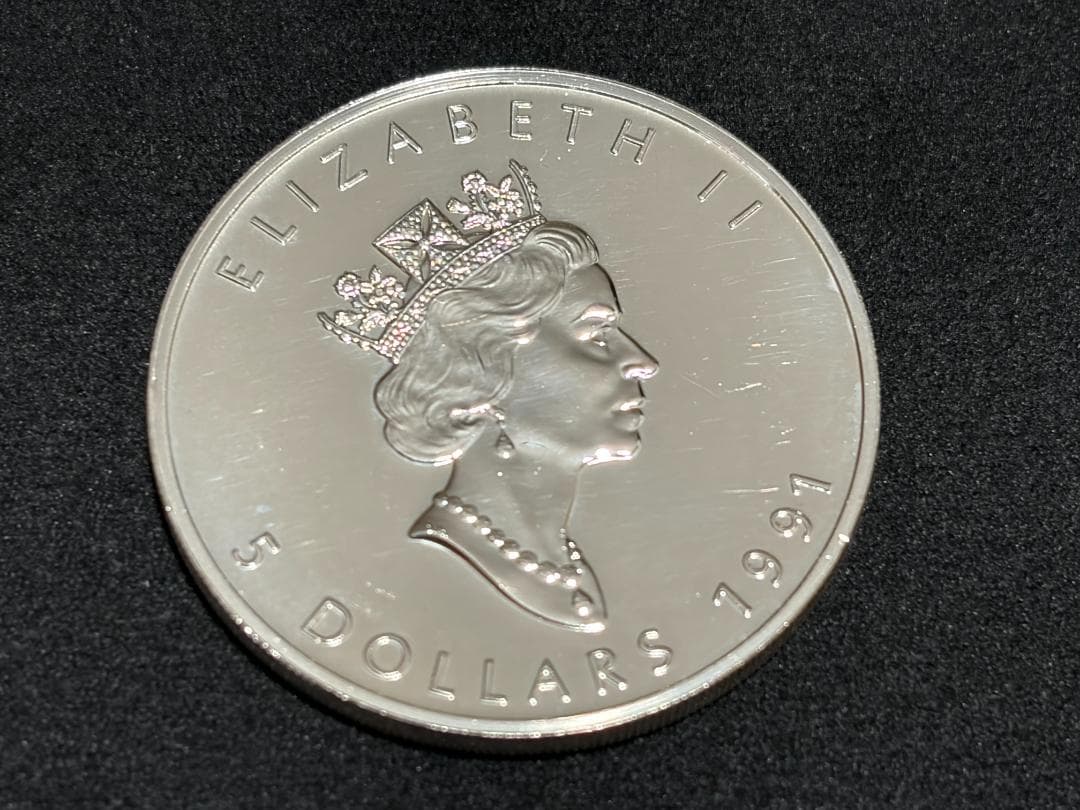 メイプルリーフ銀貨 1991年 カナダ 5ドル 純銀硬貨