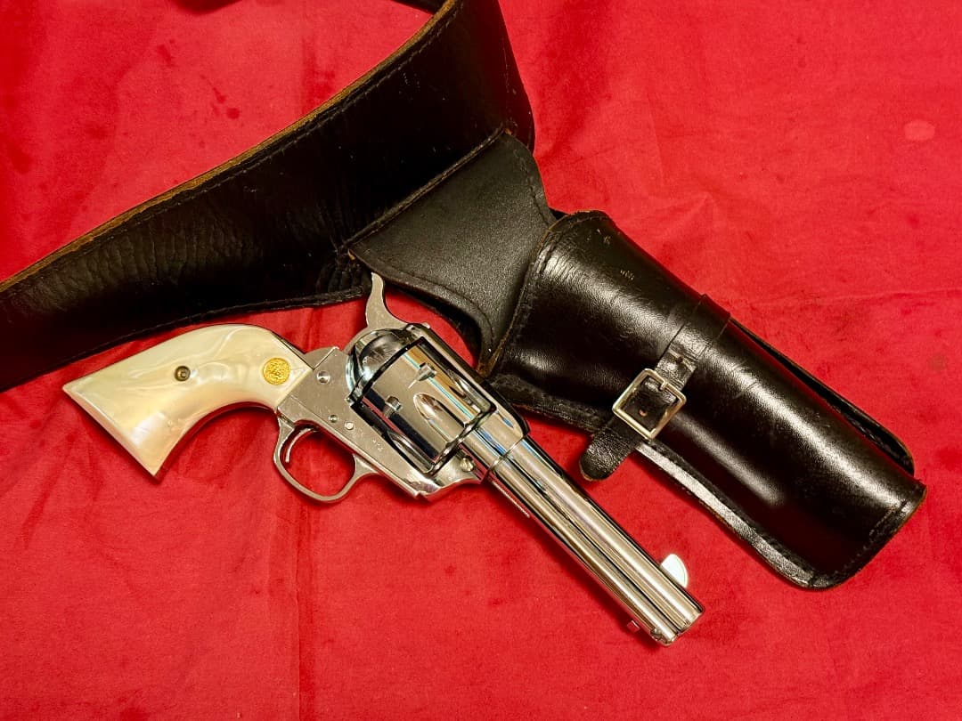 整備済 黒革製 ウェスタン ガンベルト ホルスター コルトSAA用 プレーン