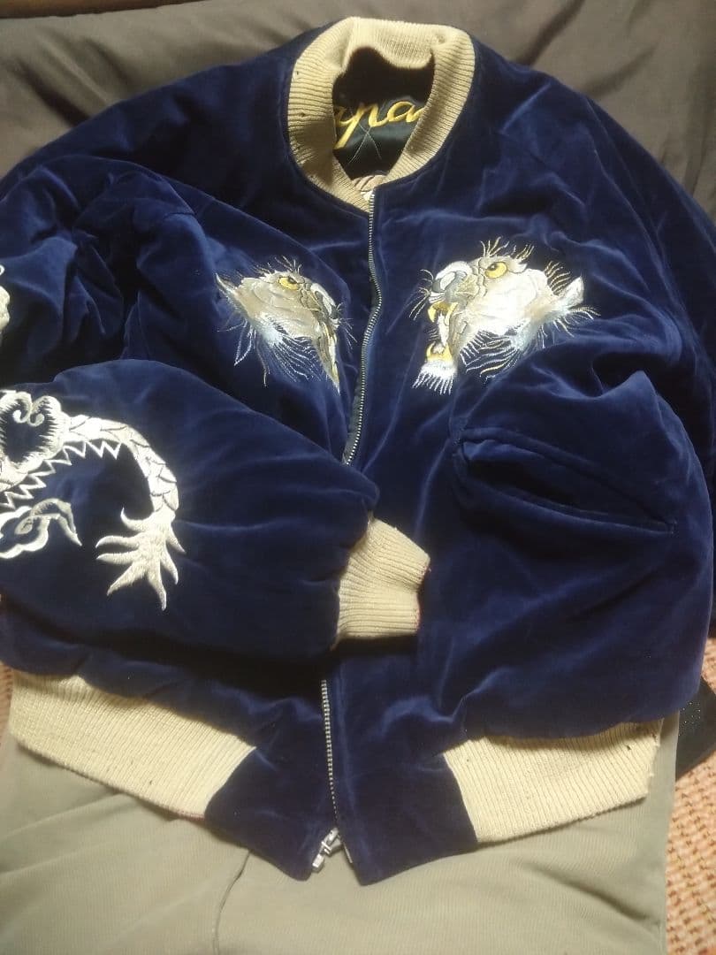 東洋エンタープライズ 限定品 Lサイズ 虎刺繍 スカジャン ネイビー