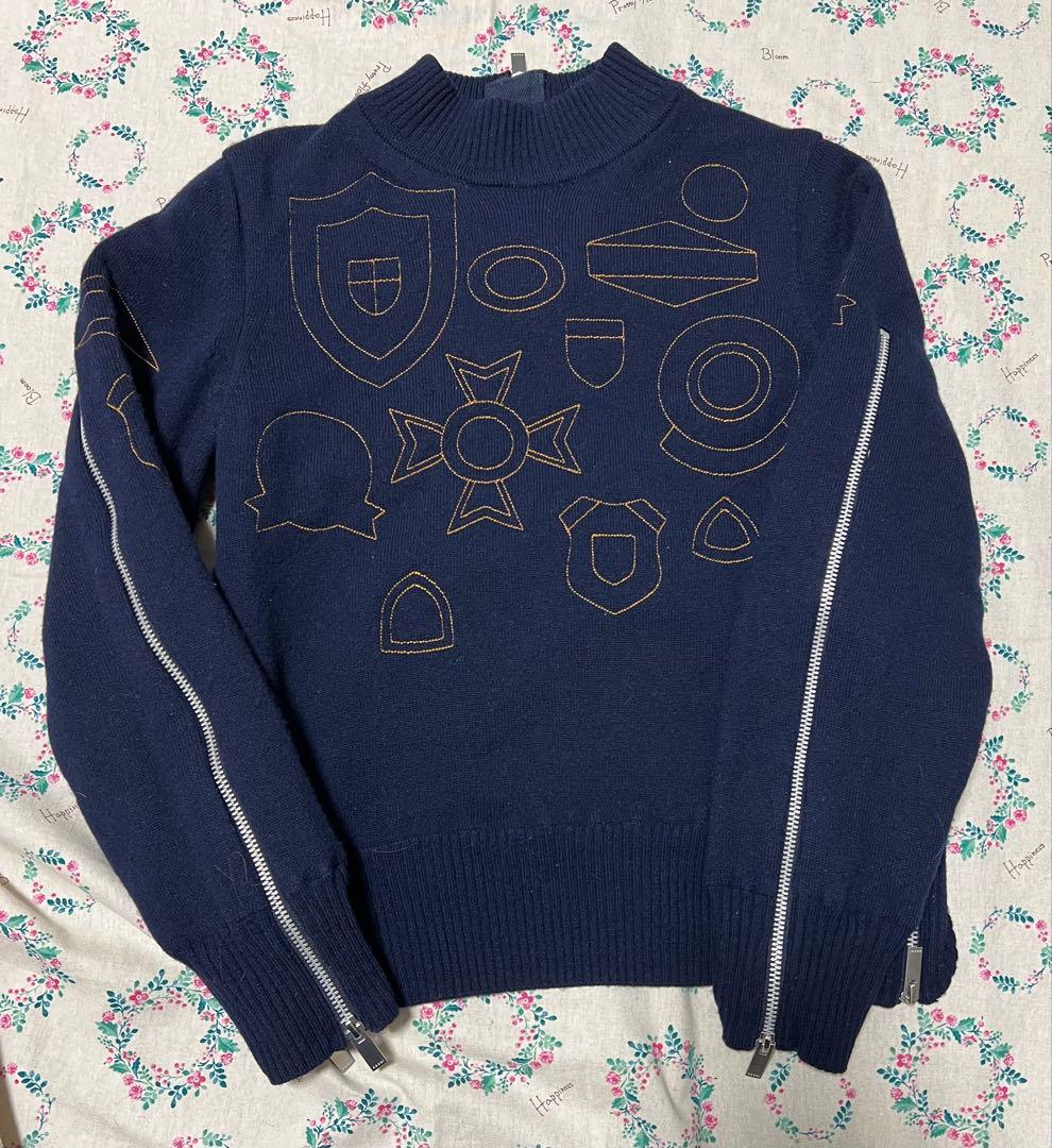 KRKsacai サカイ　サイドジップマルチエンブロイダリー　ニット