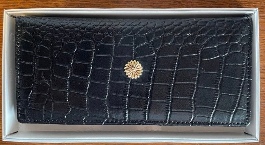 菊御紋　クロコダイル風牛革　黒　長財布 皇居 長財布 ブラック 皇居財布 牛革 黒 菊の御紋｜Yahoo!フリマ（旧