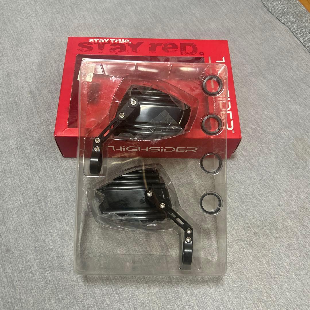 【美品】デイトナ バーエンドミラー HIGHSIDER ウェーブ 左右セット HIGHSIDER バーエンドミラー ウェーブ ブラック 左右セット アダプター