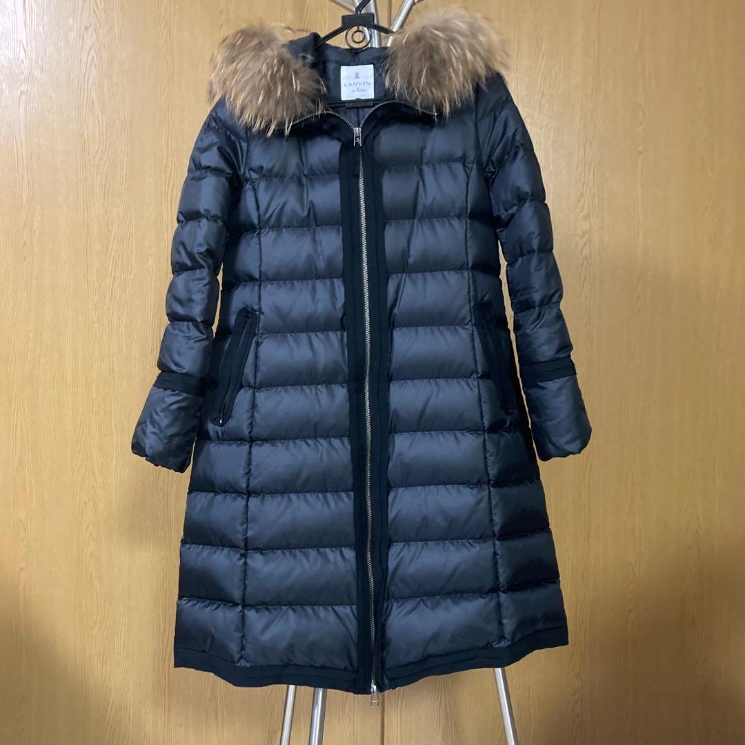 LANVIN en Bleu ダウン　フード付きダウンジャケット 36 黒　美品