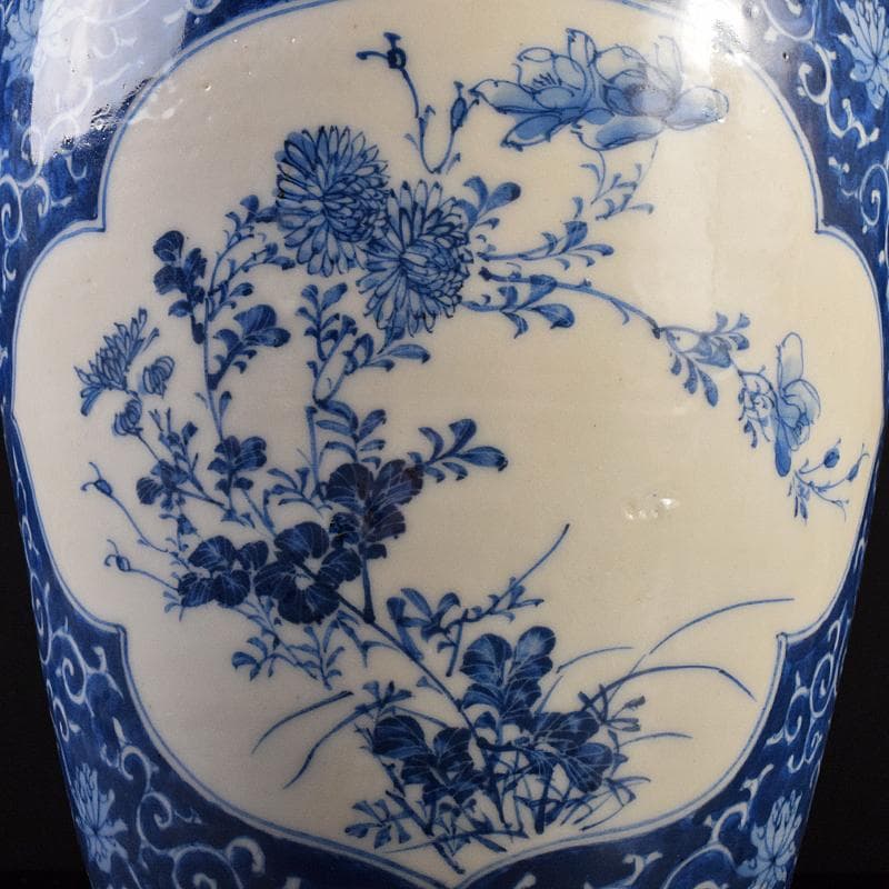 瀬戸焼 古瀬戸 青磁染付 四君子文 花瓶 高さ約30㎝ D