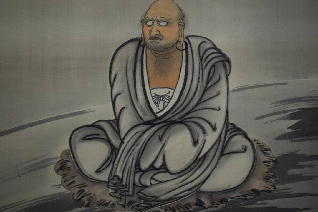 真作/井沢蘇水/達磨大師図/桐共箱付/布袋屋掛軸HI-81