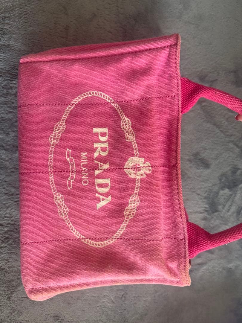 PRADA ピンク ハンドバッグ キャンバス