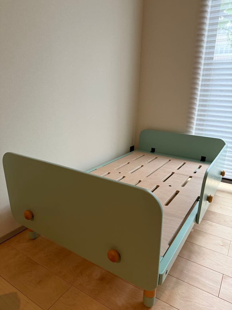 HOPPLキッズベッド 120x70x45 シーグリーン ベッドガード1枚付き