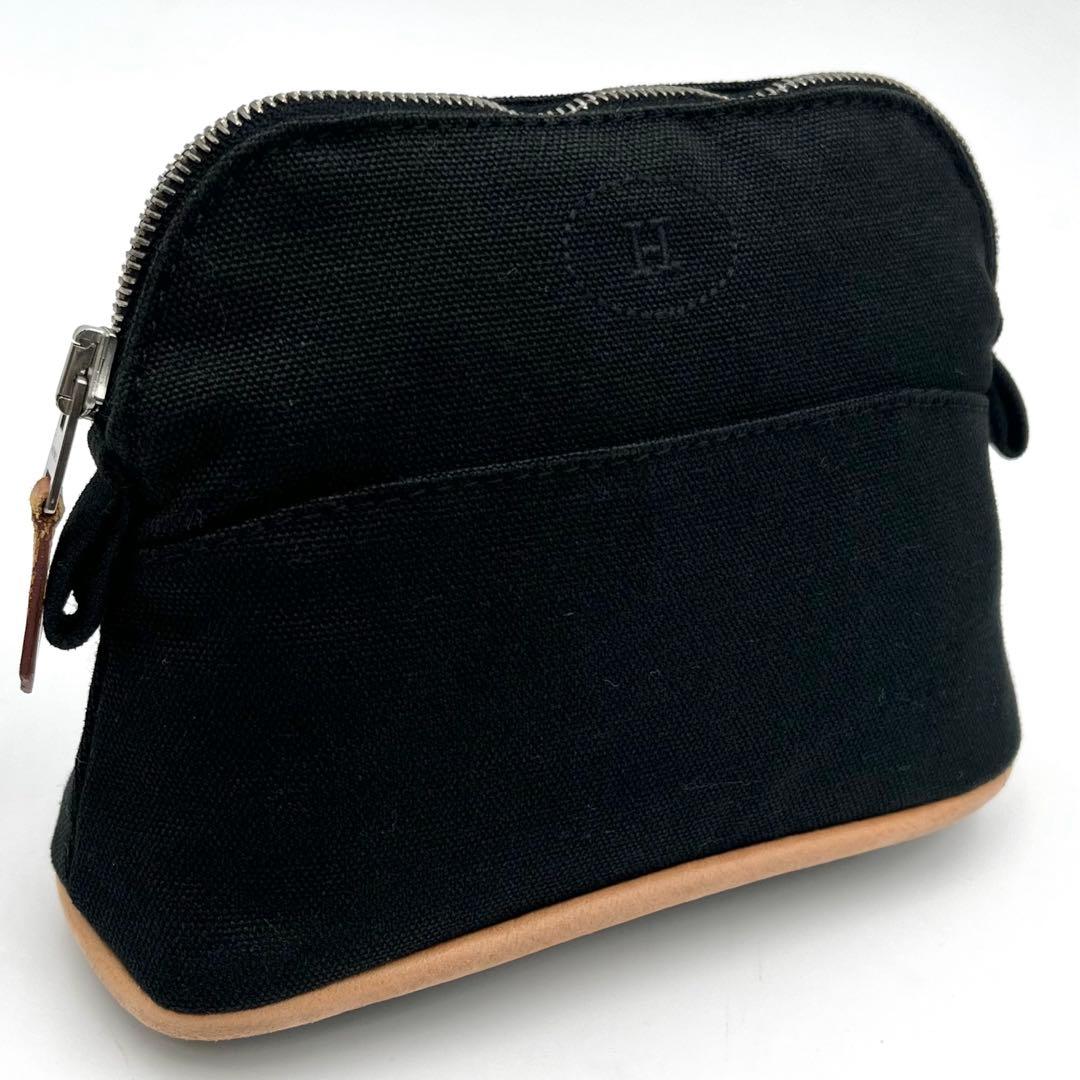 HERMES エルメス ボリード ポーチ ミニミニ ブラック キャンバス 黒