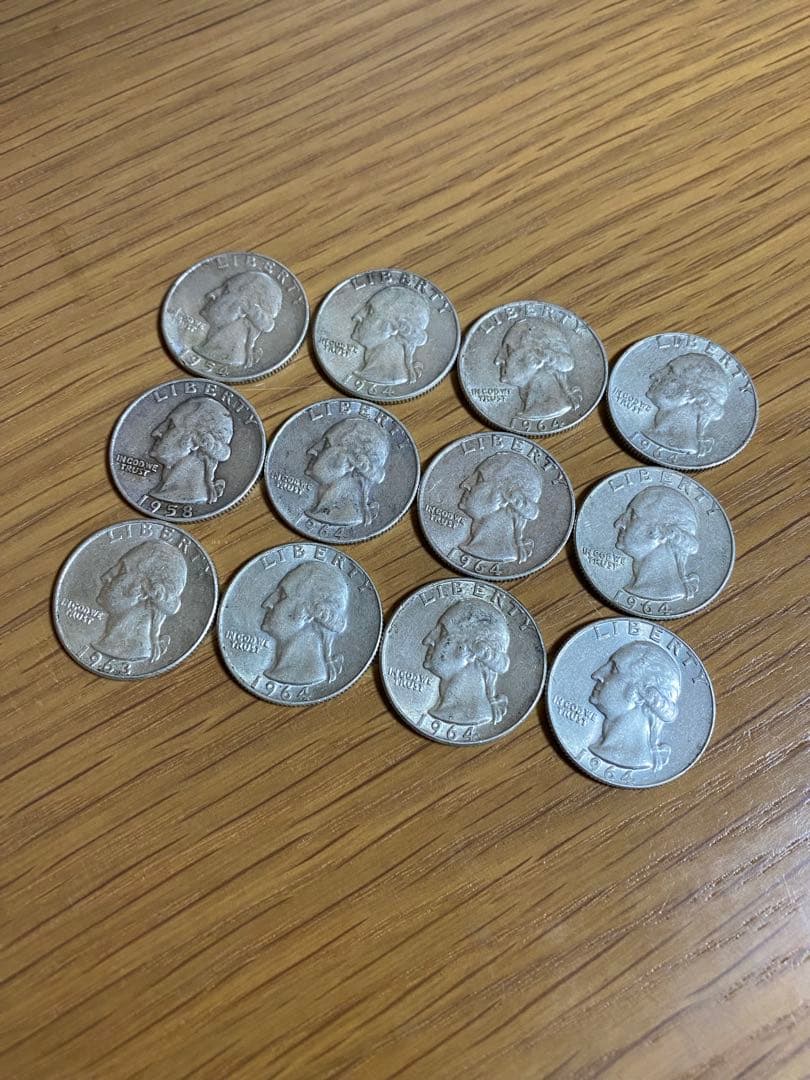 銀貨 12枚 クォーターダラー ドル 25セント 1964年以前 アメリカ