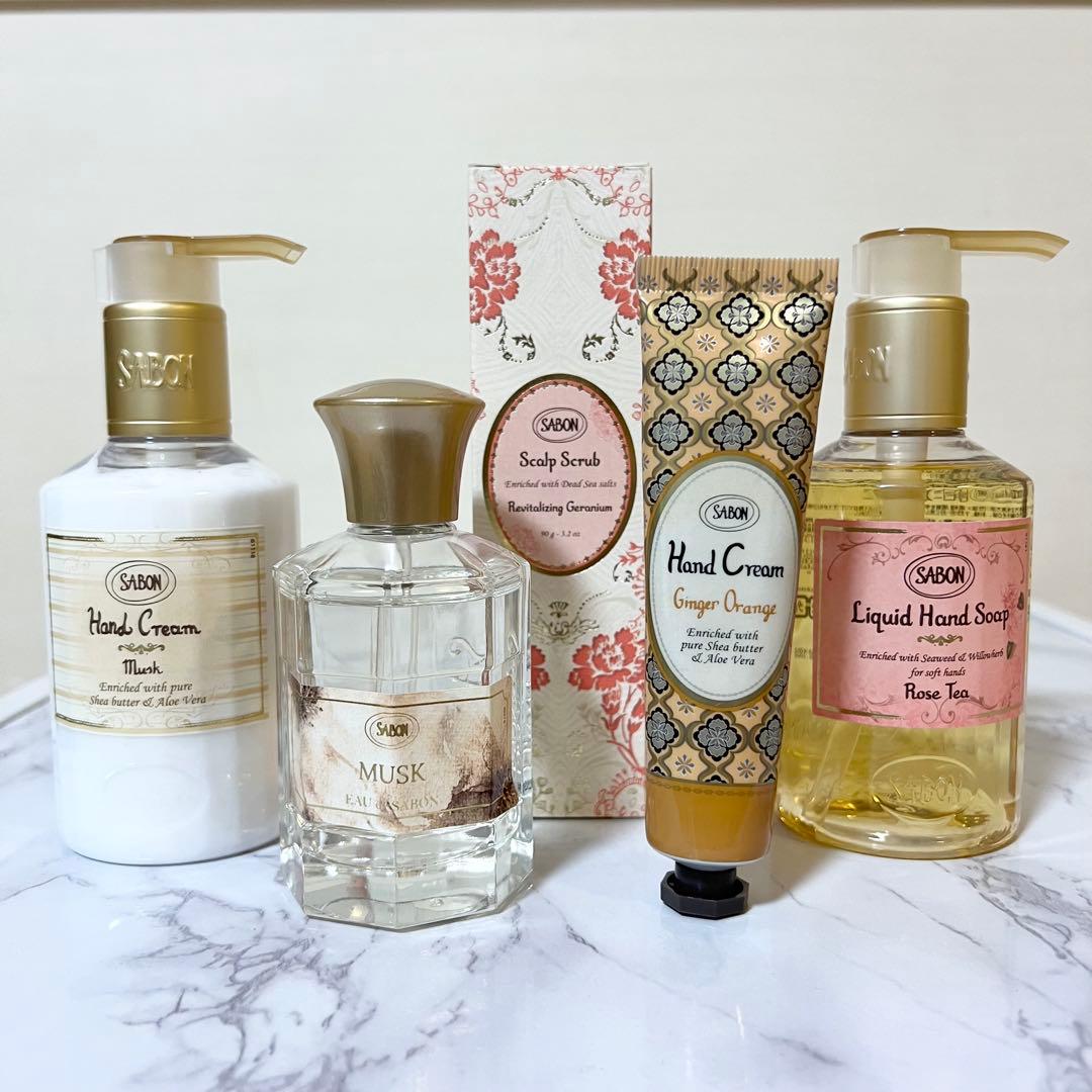 SABON 5点セット 香水、ハンドクリーム2点、ハンドソープ、ヘッドスクラブ