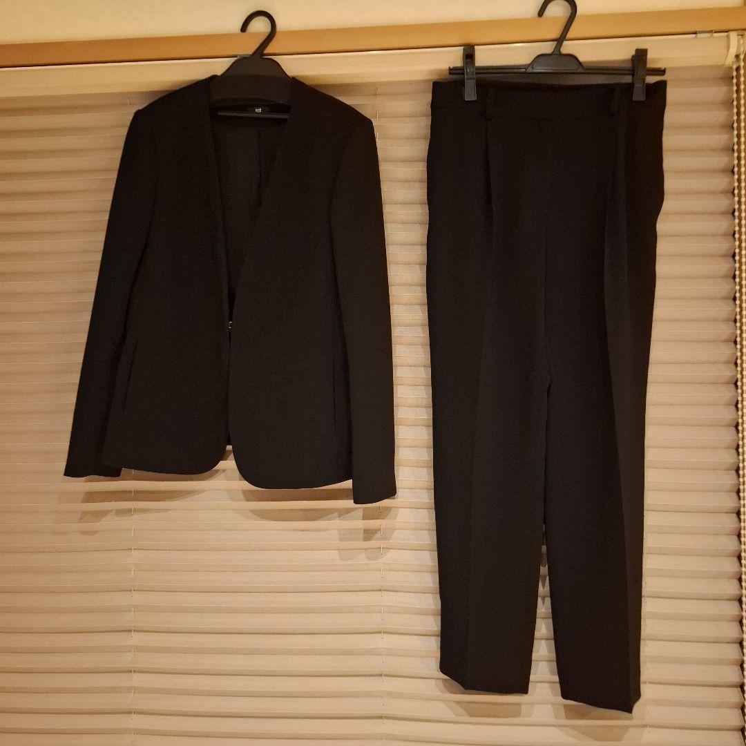 PLST　 ブラック ノーカラーセットアップ　L