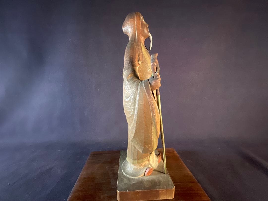 平櫛田中作品と思う 木彫り 彩色老子像 木彫置物共箱 - メルカリ