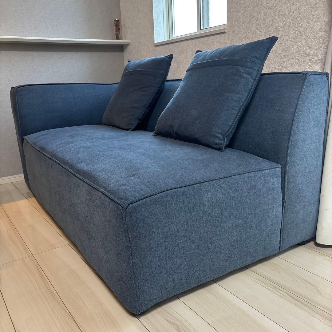 ダークブルーソファ L字型