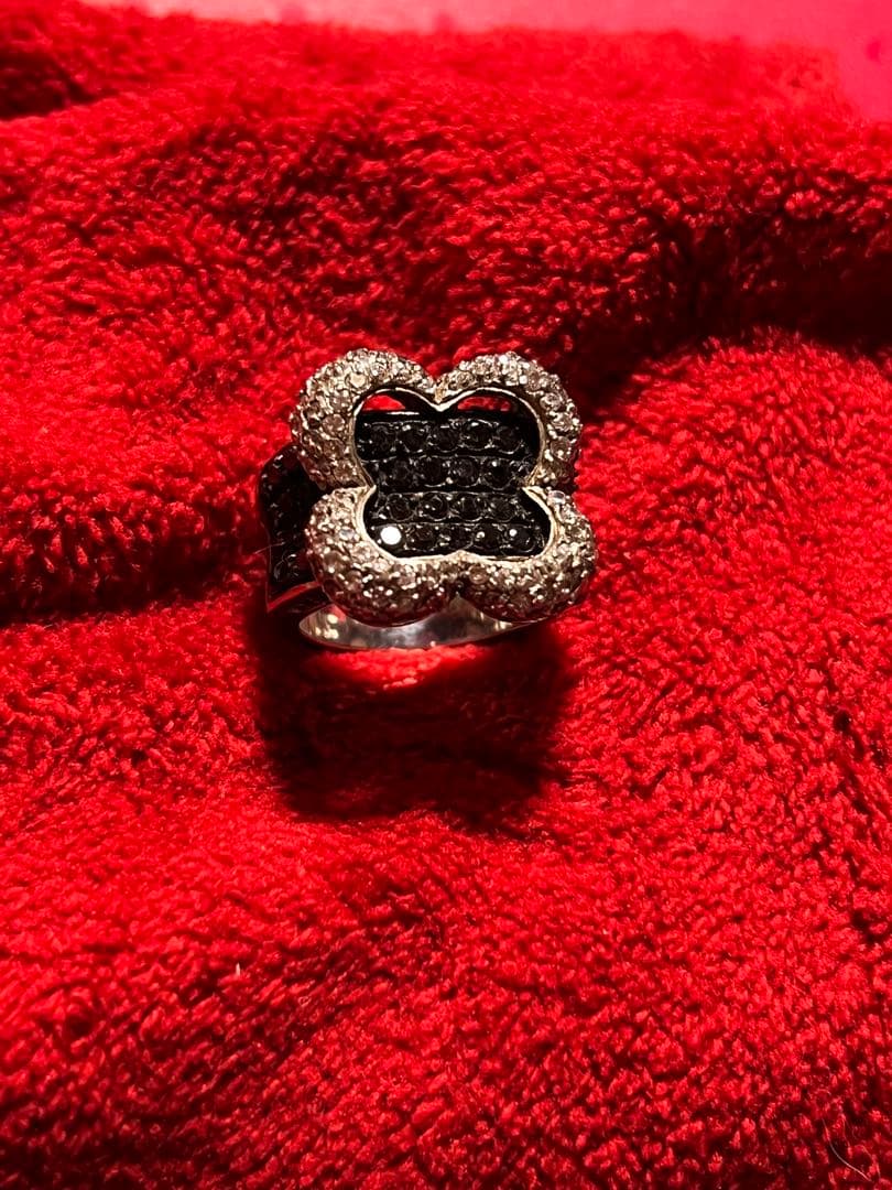 四つ葉のクローバー シルバーリングキュービックジルコニアCZ