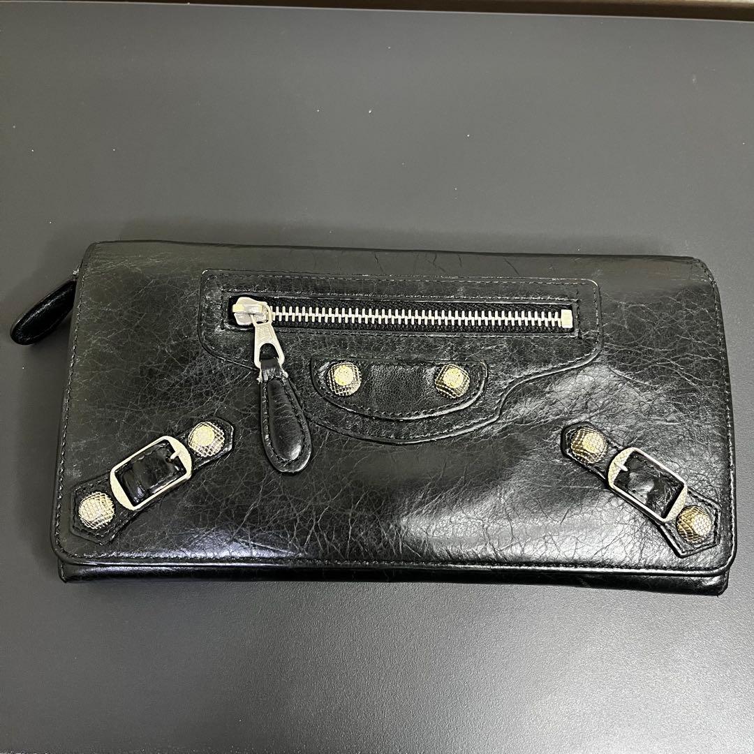 BALENCIAGA バレンシアガ レザー 長財布 ブラック BALENCIAGA(バレンシアガ) / 長財布/レザー/BLK/無地/メンズ// | 中古