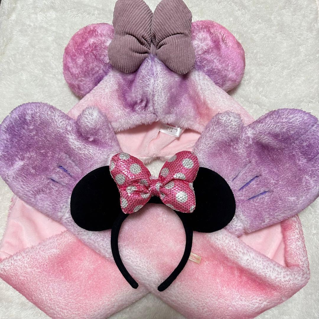 ディズニー　マフラーファンキャップ　ピンク　紫　パープル　ミニーちゃん　ミニパル ディズニー ファンキャップ マフラー 紫 パープル ピンク ミニー