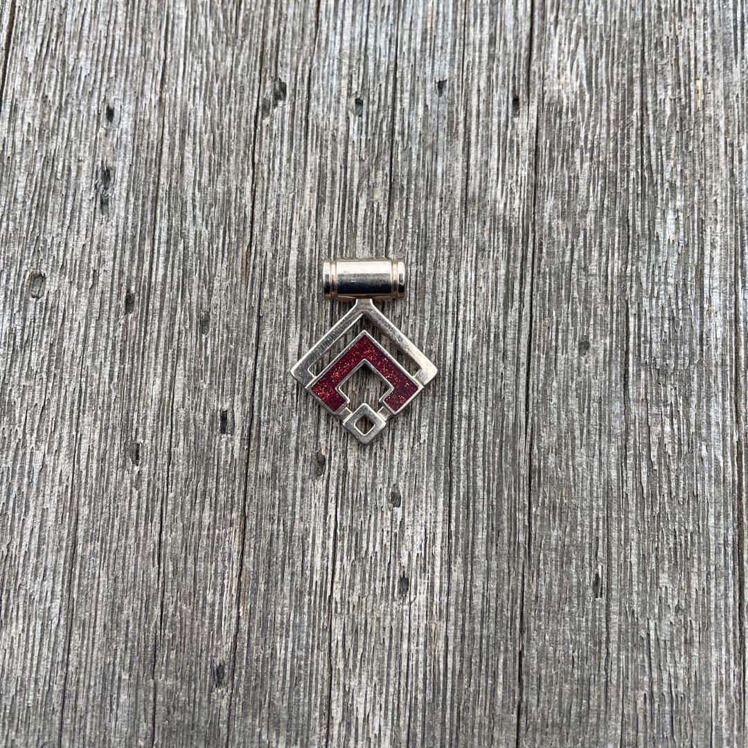 シルバー ネックレス用ペンダント 赤