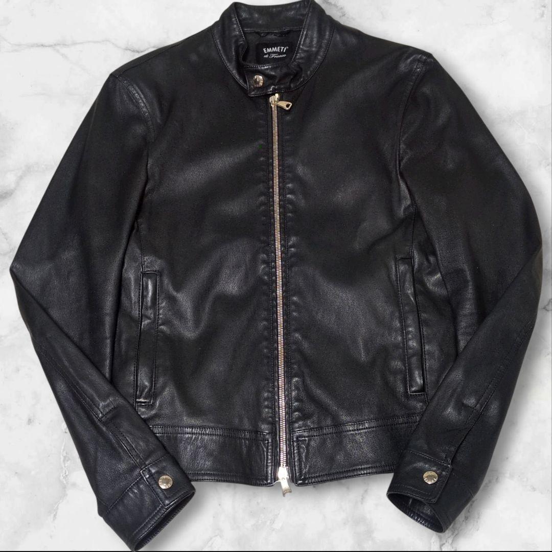 美品✨EMMETI JURI ゴールドジップ 黒 44 シングルライダース EMMETI エンメティ ユリ JURI GOLD ゴールドジップ シングルライダース