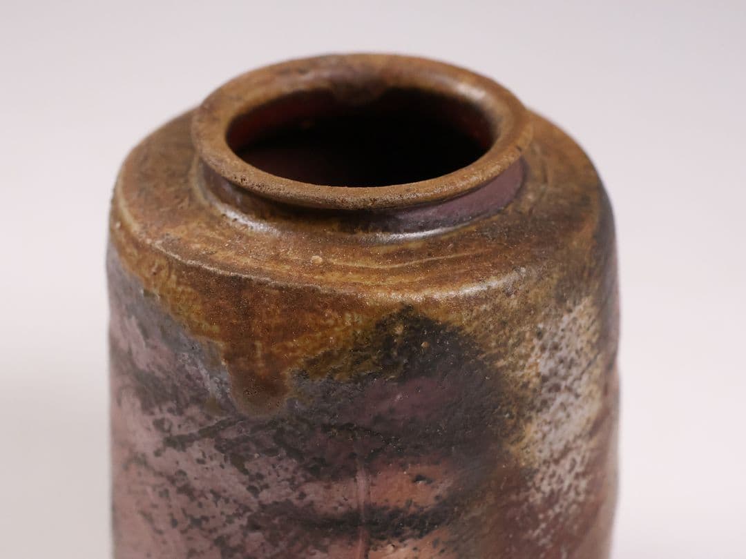 茶道具 伊勢崎満 備前焼 肩衝茶入 仕覆(2点) 共箱 陶歴 陶芸【CM340