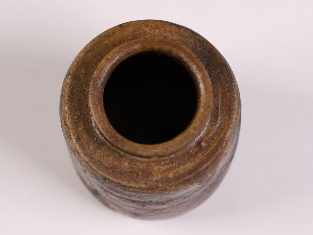 茶道具 伊勢崎満 備前焼 肩衝茶入 仕覆(2点) 共箱 陶歴 陶芸【CM340